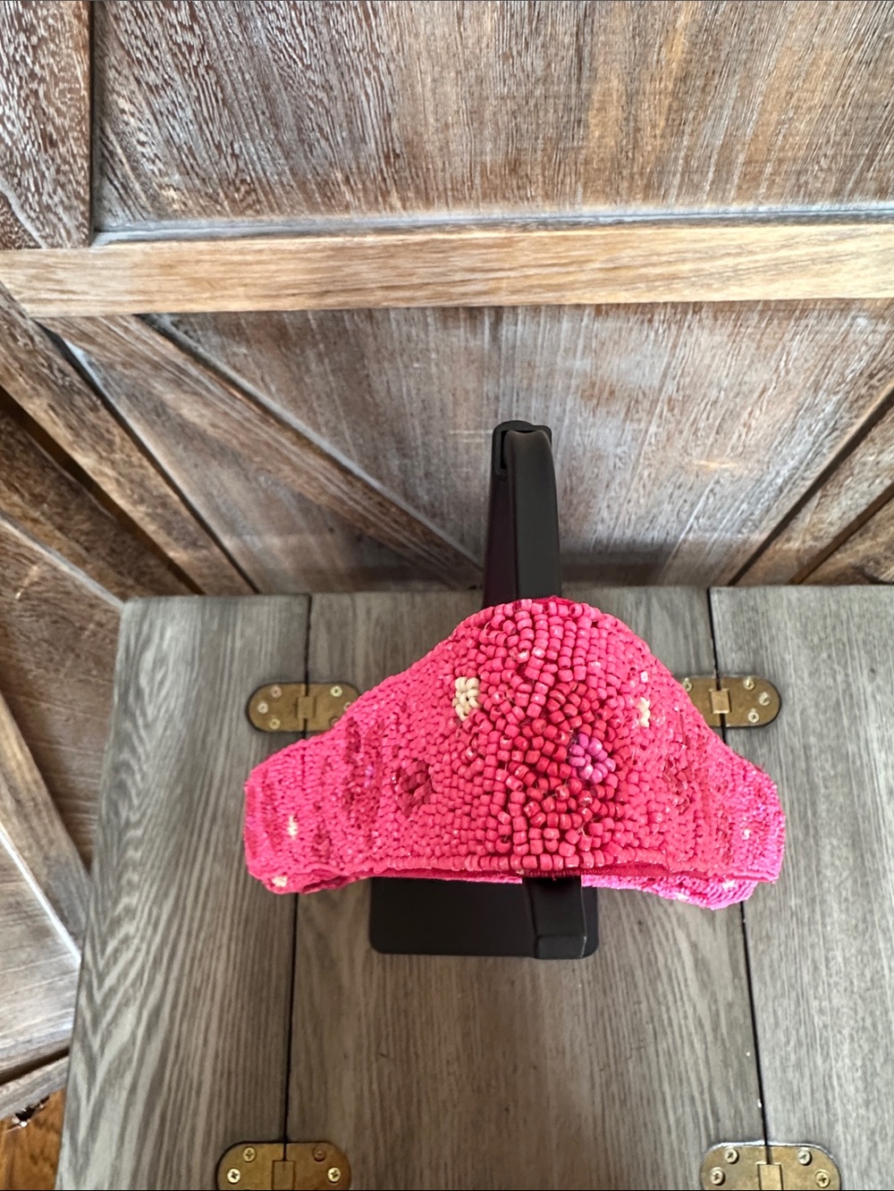 BCBGMaxAzria Pink Floral Beaded Shoulder Handbag Purse - Picture 5 of 14
